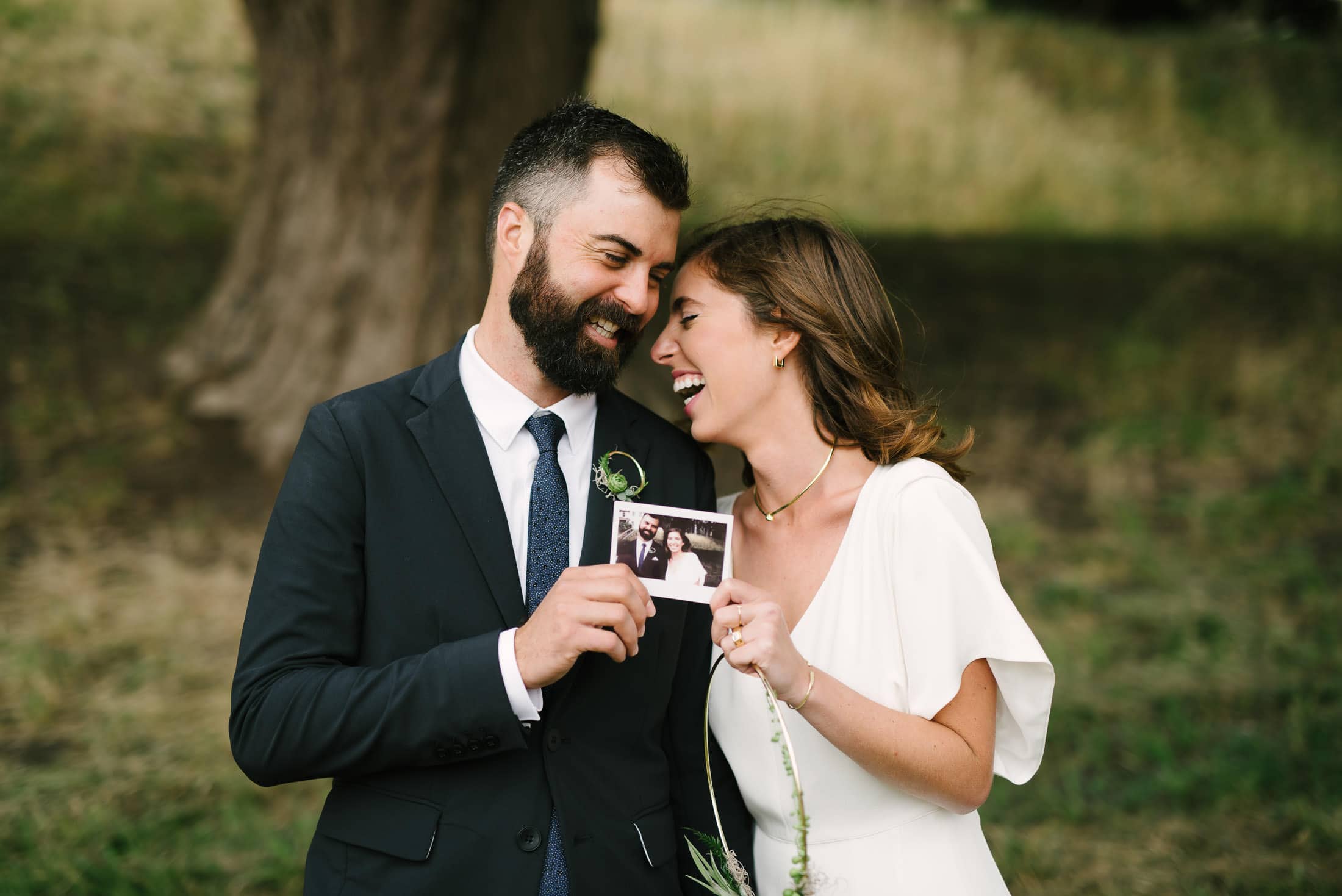 Marin Headlands Wedding Portrait with Polaroid