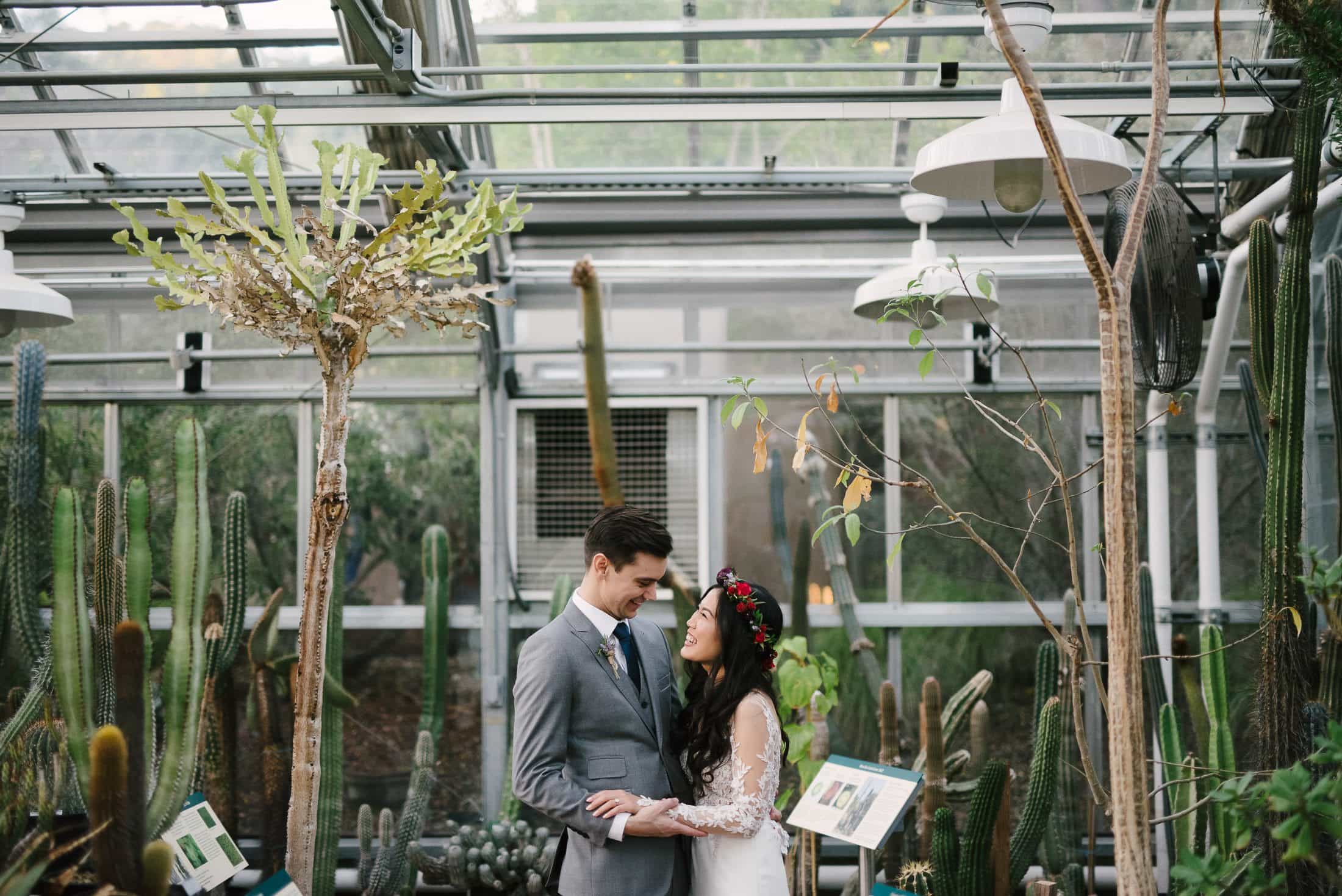 Berkeley Botanical Garden Wedding Cactus Garden Portrait